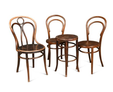 A model 36 bentwood chair by J&amp;J Kohn, together with a pair of bentwood side chairs and a stool (4)  