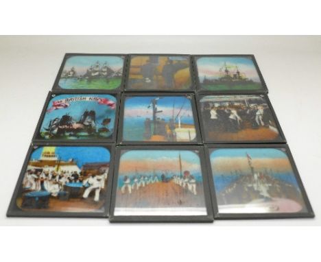 Magic lantern slides including The British Navy and other Naval Scenes