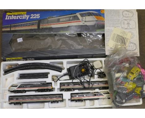 Hornby Railways Intercity 225 electric train set, boxed, and model vehicles