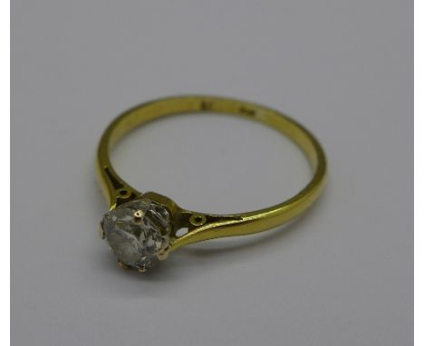 An 18ct gold solitaire diamond ring approximately 0.50 carat diamond weight, 1.6g, N