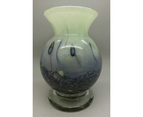 An art glass vase, signed to base, 19cm