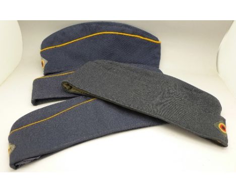 Four military caps, post war, 1960's and 1970's West German