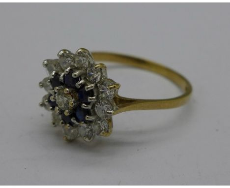 A 9ct gold cluster ring, 2.4g, S