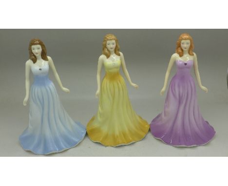 Three Royal Doulton Gemstones figures, Opal, Diamond and Amethyst, boxed with certificates