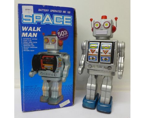 A battery operated Space Walk Man robot, boxed