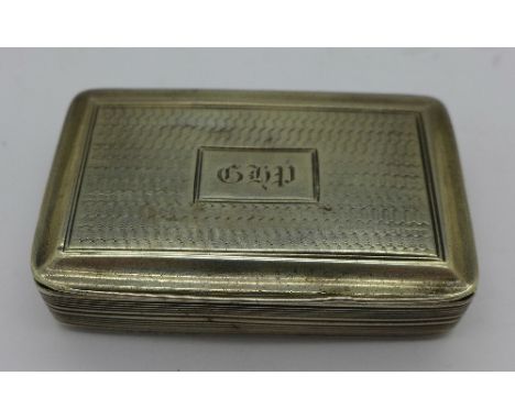 A George III silver snuff box by Nathaniel Mills, Birmingham 1828