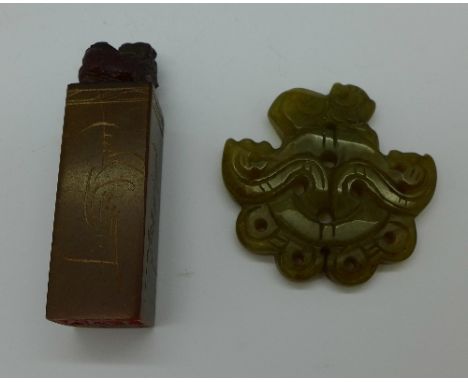 A jade pendant and a seal