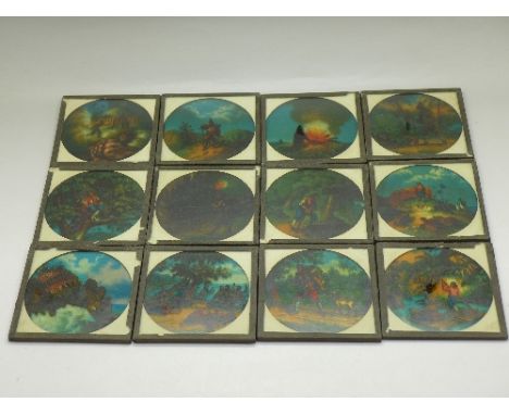 Twelve 19th Century Robinson Crusoe magic lantern slides