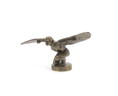 A Voisin 'Icarus' mascot by Charles Paillet, circa 1920,signed 'ch.Paillet', bronze, mascot depicting the mythical kneeling w