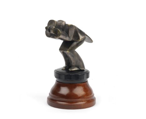 A fine 'Coup de Vent, a La Bourse' mascot by A. le Picard, French, 1920s,signed, nickel plated bronze, depicts the figure of 