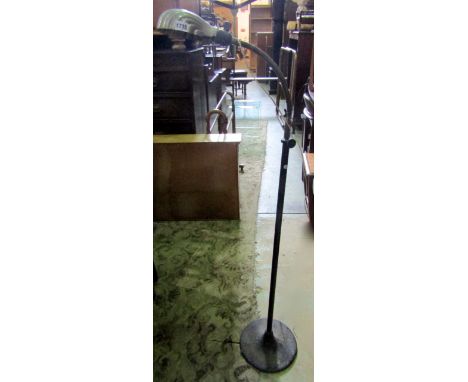 Art Deco standard lamp with snake type neck and shell shaped shade