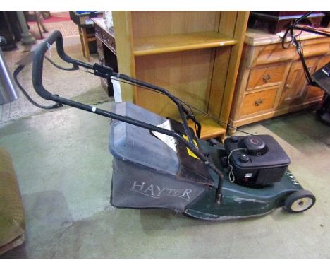 A Hayter Harrier 48 petrol driven rotary lawn mower, with Briggs & Stratton Quiet Easy Start Engine, complete with grass coll