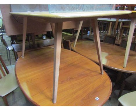 Ercol light elm plank top refectory table, 147 cm long