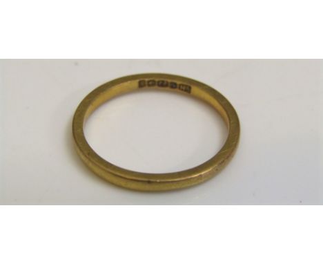 A 22ct wedding ring, size K, 2g
