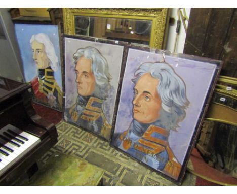 An aluminium/light steel pub sign with hand painted head and shoulder portrait of Lord Nelson, together with two further exam