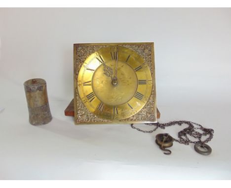 Antique brass faced longcase clock 30 hour movement and dial  by John  Coates of Cirencester, with single weight