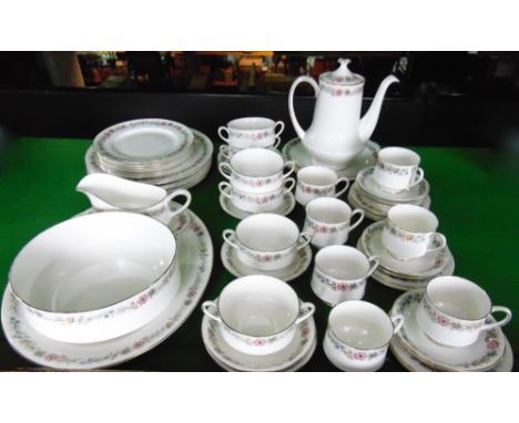 A quantity of Paragon china Belinda pattern wares comprising oval meat plate, circular serving bowl, sauce boat and stand, si