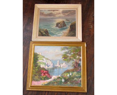 A quantity of 19th century and later pictures and prints including a watercolour study of a harbour scene with sailing boats,