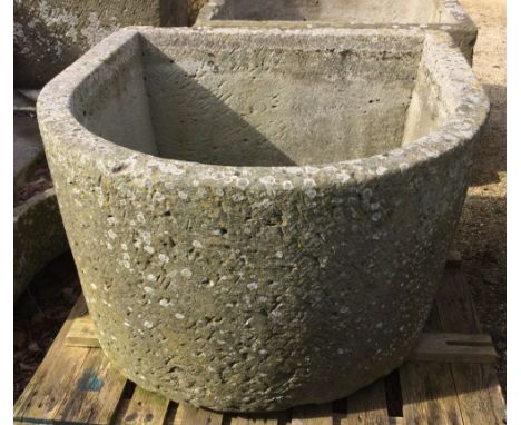 An excellent natural stone D end trough, 120cm wide x 115cm deep x 70cm high