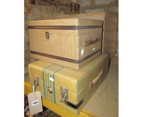 A vintage Triumph cased portable wind up gramophone together with a small quantity of records and a further vintage cased Kod