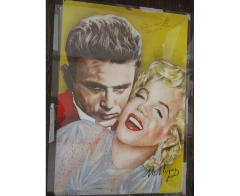 A collection of unframed prints of subjects including Marilyn Monroe, James Dean, Australian ornithological subjects and othe