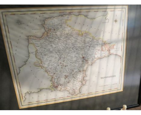 A late 19th Century/early 20th Century coloured map of Devonshire, engraved for Lewis "Topographical Dictionary" drawn by R C
