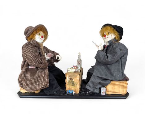 Hobo Designs limited edition The Cheats large figure group depicting clowns playing a game of cards, limited edition no. 33/1