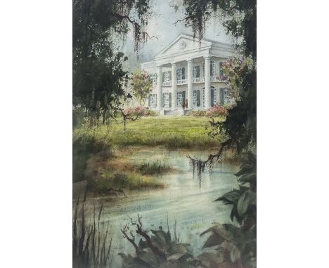 William Unger Stracener (Baton Rouge - Louisiana USA 1928-2016): American Country House, watercolour signed 35cm x 24cm