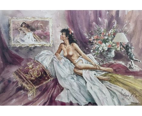 Gordon King (British 1939-2022): Reclining Nude, limited edition print signed and numbered 246/850 in pencil 44cm x 62cm