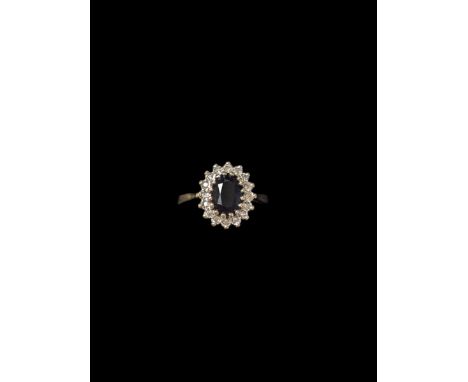 9ct gold sapphire and diamond cluster ring, hallmarked Condition Report:Approx 2.52 grams, size K