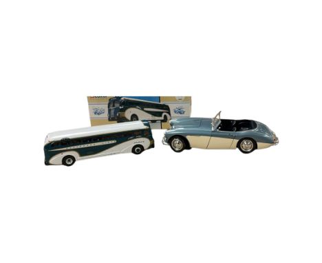 Diecast models, Ertl European Classics 1961 Austin Healey and Corgi Classic Greyhound Yellow Coach 743 