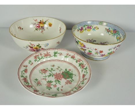 Royal Crown Derby "Derby Posies" Bowl, 16cm high, With a Minton Floral Bowl, And a Royal Worcester Bowl,
Early 20th century (