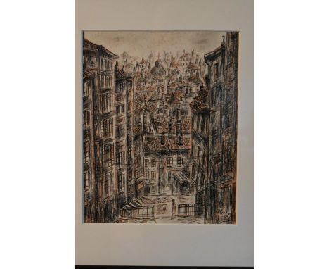 Jean-Pierre Lachaux, a framed and glazed pencil sketch, Paris across rooftops, signed and dated and certified to the reverse.