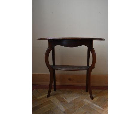 A C.1900 carved mahogany console table on cabriole supports united by an under tier. H.73 W.86 D.30cm 