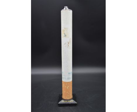 A vintage French table lighter in the form of a cigarette advertising Milde Sorte cigarettes. H.48 Dia.5cm W.10cm 