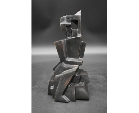 Donald Laborie (B.1963) a cubist form bronze figure, signed and numbered by the artist. H.28 W.16cm 