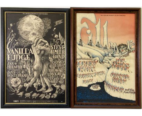 Two original first printing posters for Bill Graham concerts c 1968. Both well framed and glazed. Ten Years After / Canned He