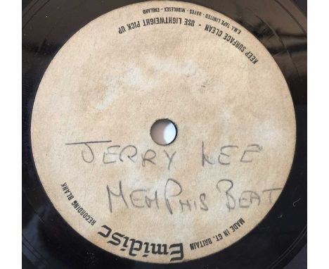 JERRY LEE LEWIS - MEMPHIS BEAT 7" (ORIGINAL UK ACETATE RECORDING). Extremely scarce original Emdisc/Philps UK 7" acetate of t