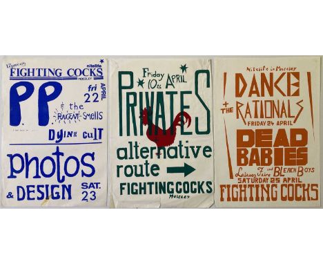 Nine concert posters, typically for events in Birmingham (chiefly at the legendary 'Fighting Cocks') c early 1980s. Sizes typ