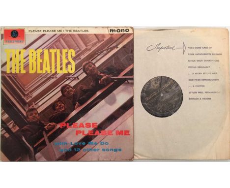 THE BEATLES - PLEASE PLEASE ME LP (UK ORIGINAL BLACK/ GOLD MONO - PMC 1202). Here we have a scarce black/ gold label original