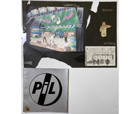 An original work by lighting designer David Jackson, depicting the stage and lighting setup for PiL's live show at Roseland, 