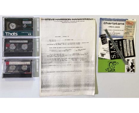 Collection of Charlatans memorabilia c 1989/1990 to include: xeroxed A4 press release sheet from Oct 1989 'one year on... one