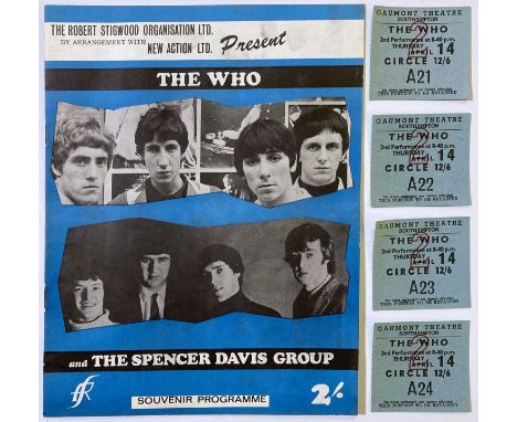 An original concert programme for The Who and Spencer Davis Group at Southampton Gaumont on Thursday April 14th 1966. Also fo