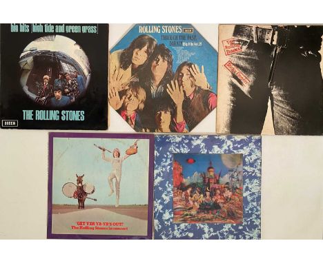 ROLLING STONES - LPs. A smashing pack of 5 LPs by The Rolling Stones. Titles include Sticky Fingers (COC 59100, zipper sleeve