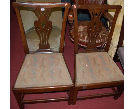 A collection of five various 19th century mahogany Chippendale style splatback dining chairs