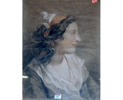 English school, 19th century - pencil and heightened portrait of a lady, 52x42cm