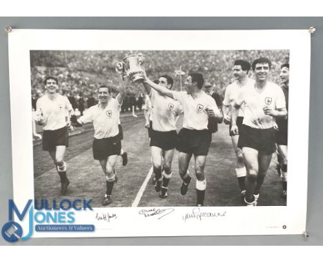 Signed black and white Print Cup Kings Series Limited 167/500 FA Cup Final Wembley 1962 Tottenham Hotspur 59 x 42cm 