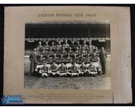 Pre-war 1936/1937 Everton Football Club official team squad photograph mounted and suitable for framing; issued to players an