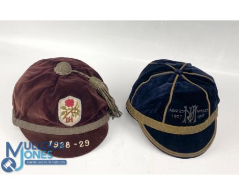 Sporting &amp; Football Caps To include 1907 MIJ, 1928-29 LH Red Rose with tassels (2)