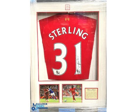 Raheem Sterling 98 Liverpool home replica football signed No 31 shirt in red, with - presented to Livy's as an official suppl